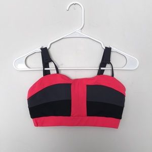 Red and gray sports bra
